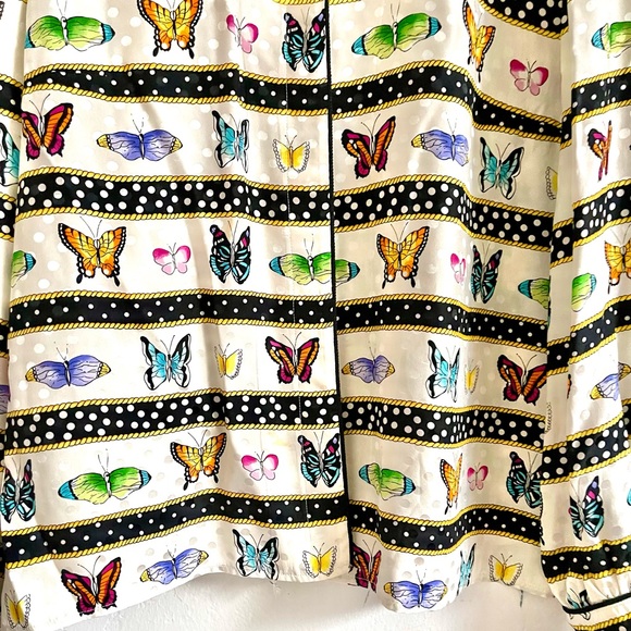 Vintage Silk Butterfly Polka Dot Blouse Alice Olivia Kate Spade Anthro Style - Picture 5 of 13